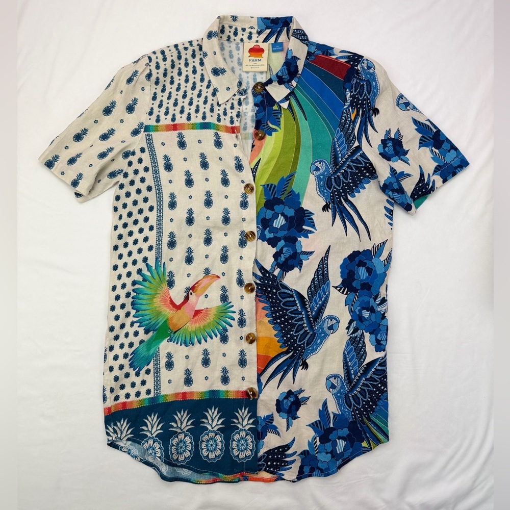 🌊 FARM Rio Surf Button-down‎ Shirt XS - Picture 2 of 14